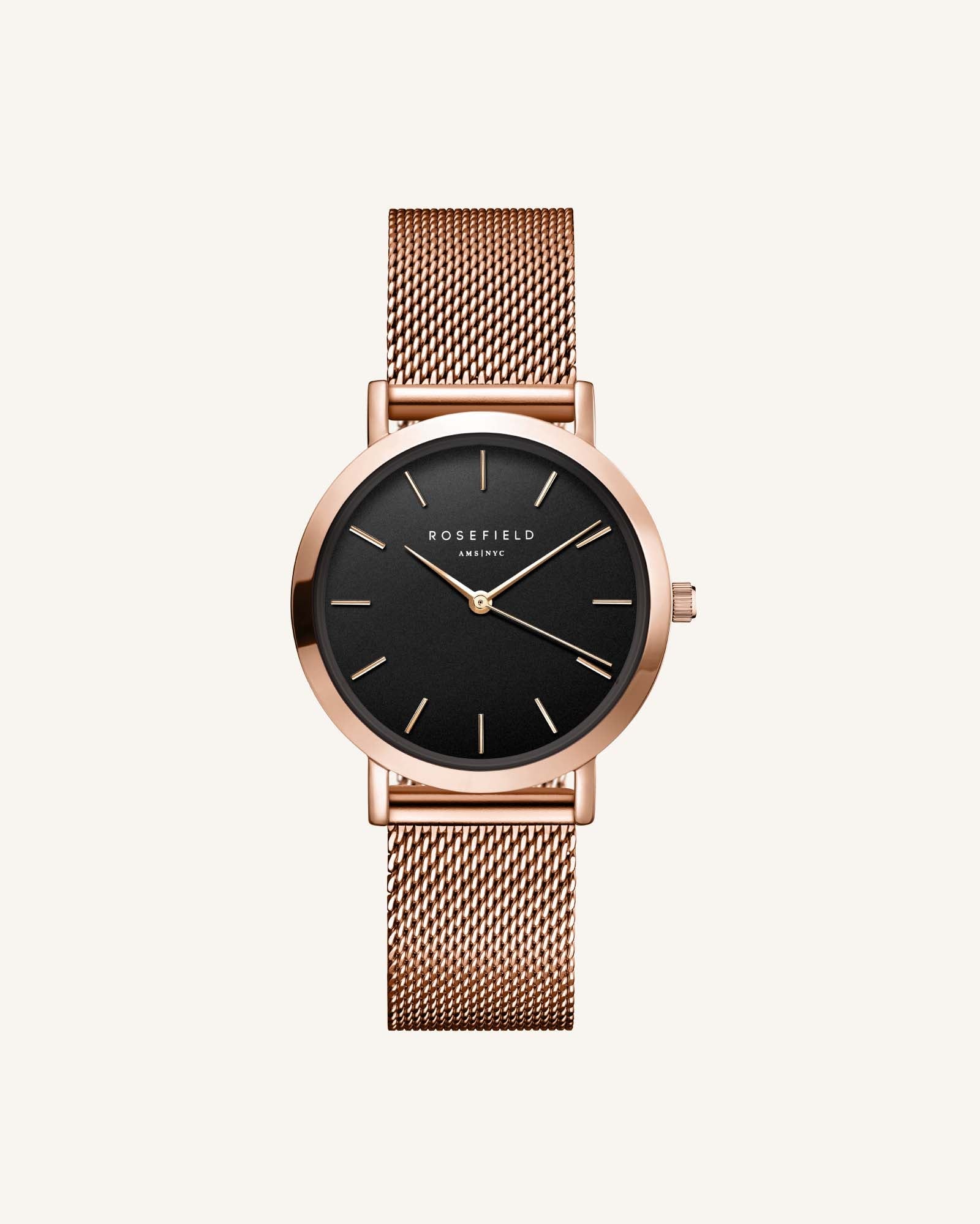 Leren Bandje Rosefield Horloge Verstellen Tribeca Black Rosefield