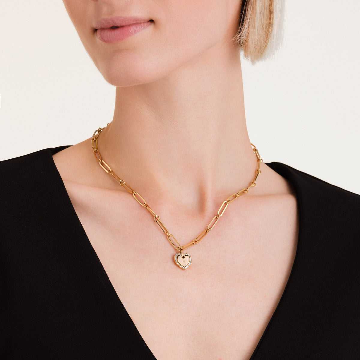 Heart Baguette Necklace JNHBG-J1148, leftcolumn