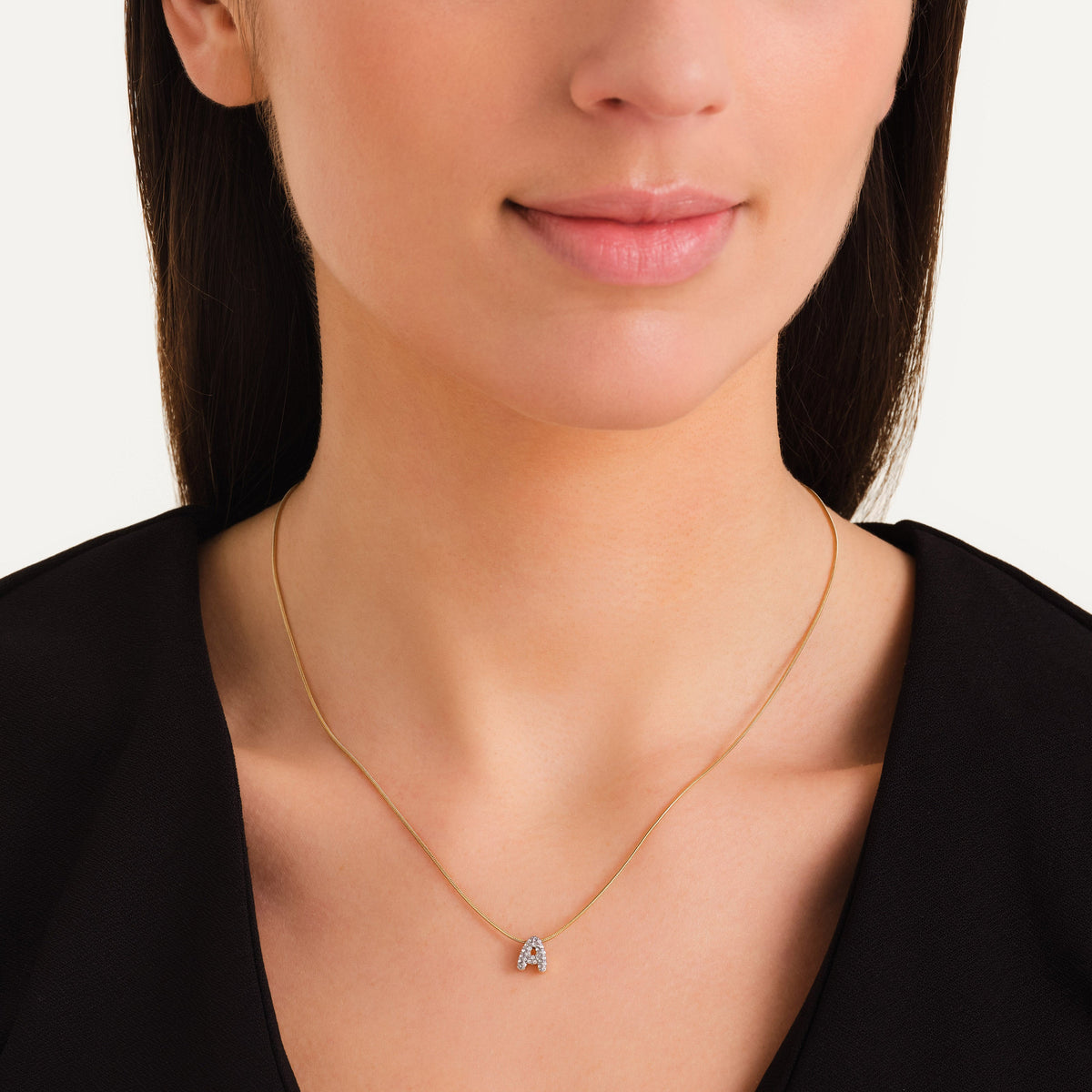 Crystal Letter A Necklace leftcolumn
