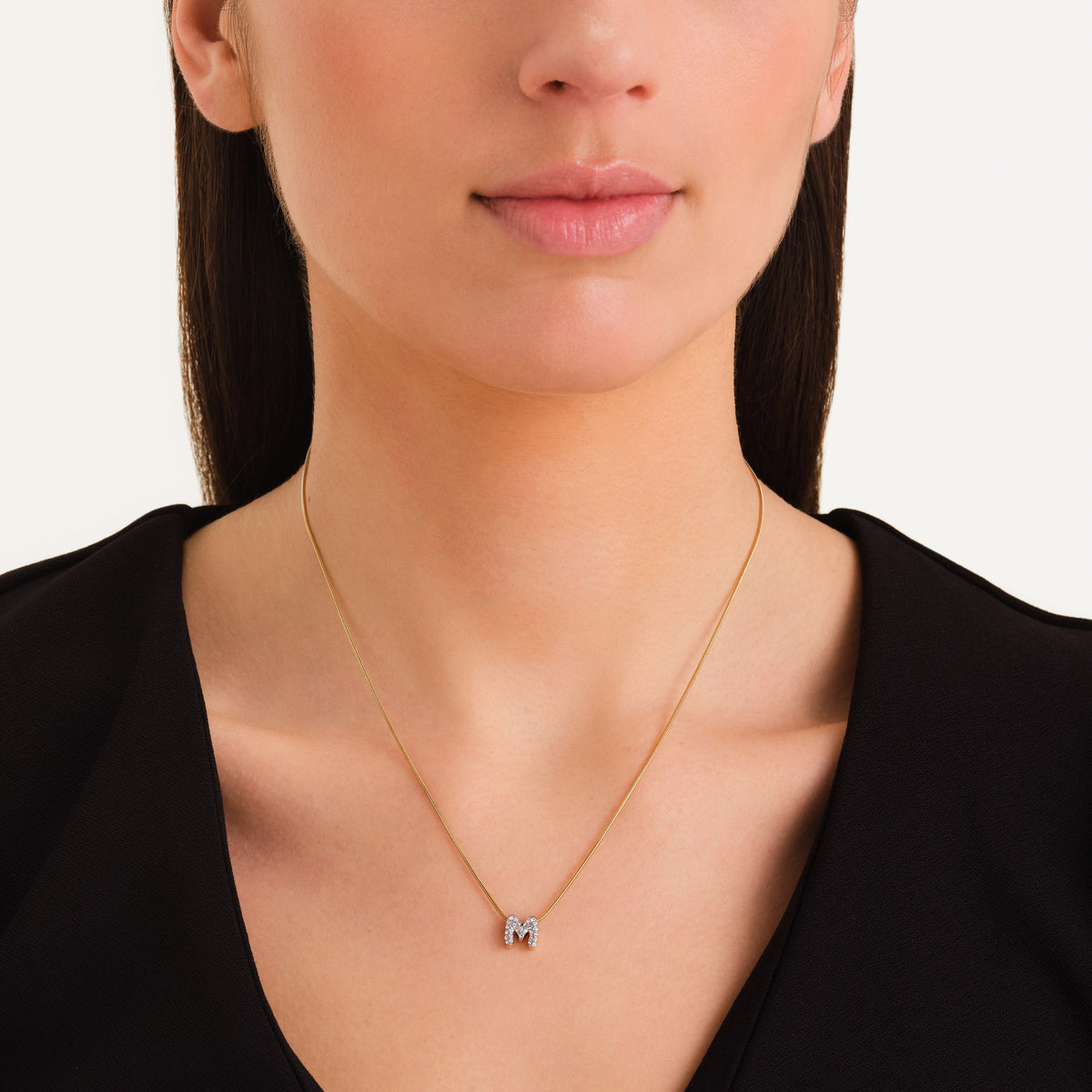 Crystal Letter M Necklace leftcolumn