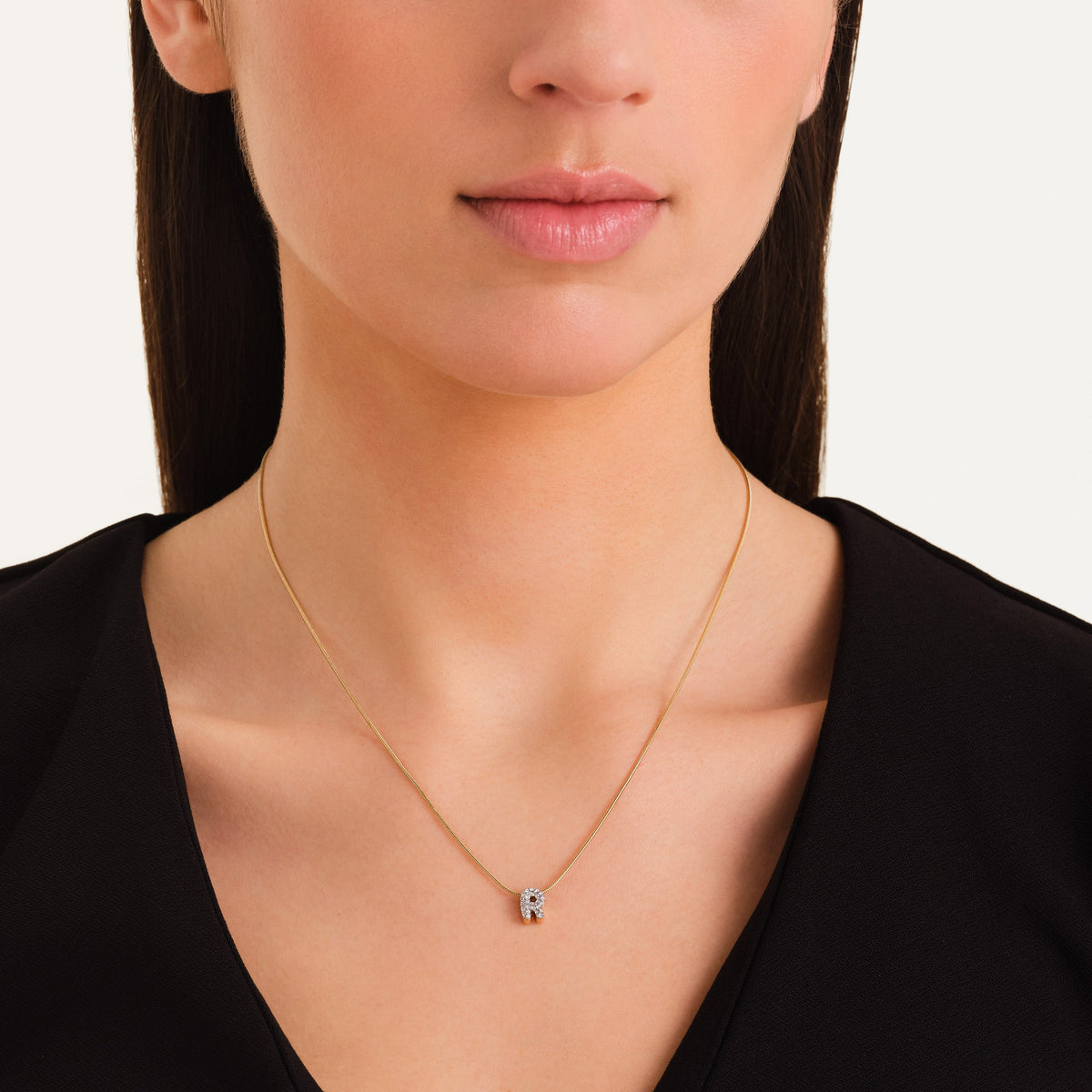 Crystal Letter R Necklace leftcolumn