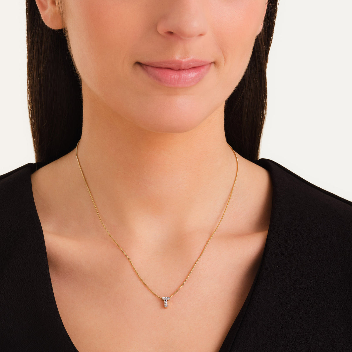 Crystal Letter T Necklace leftcolumn