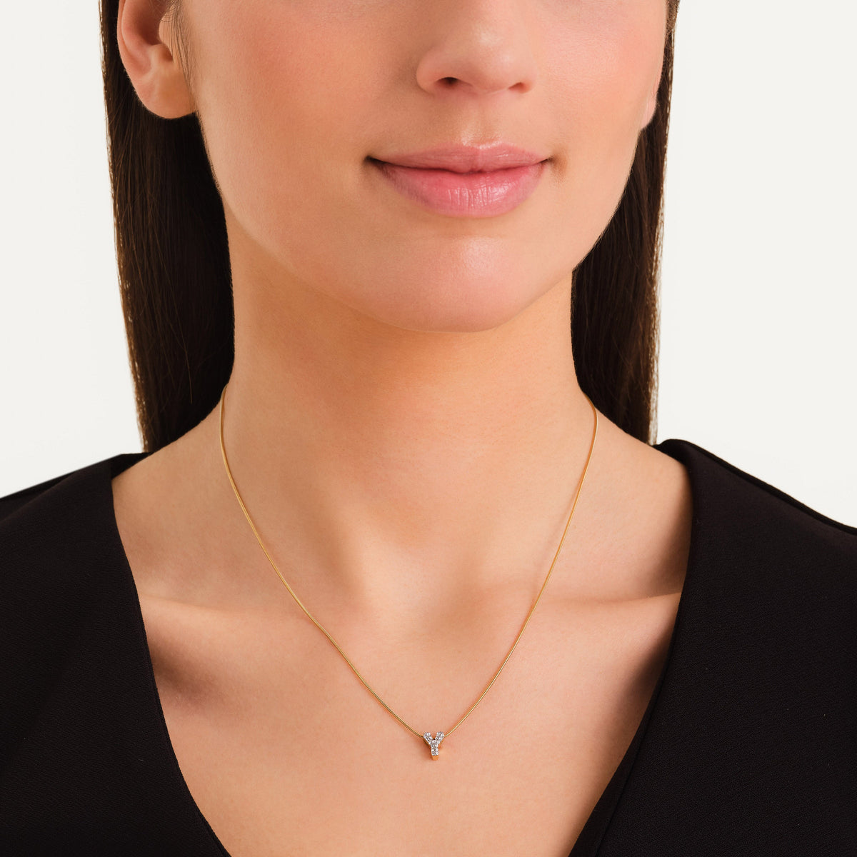 Crystal Letter Y Necklace leftcolumn