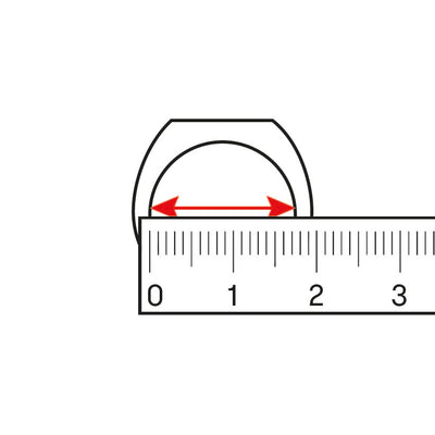 <p><strong>Dit heb je nodig:</strong><br/>- Een liniaal.<br/>- Je ring of de ring van de persoon waar je een ring voor koopt.</p><p><strong>Meet de binnendiameter van je ring en rond omhoog af naar het dichtstbijzijnde aantal millimeters in de tabel.</strong><br/>De binnendiameter van de ring is de afmeting van een rechte lijn van de ene kant naar de andere kant van de binnenzijde van de ring. Het aantal millimeters is jouw ringmaat. In de tabel kun je terugvinden welke maat jij hebt.</p>