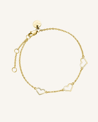 Triple Heart Bracelet Gold